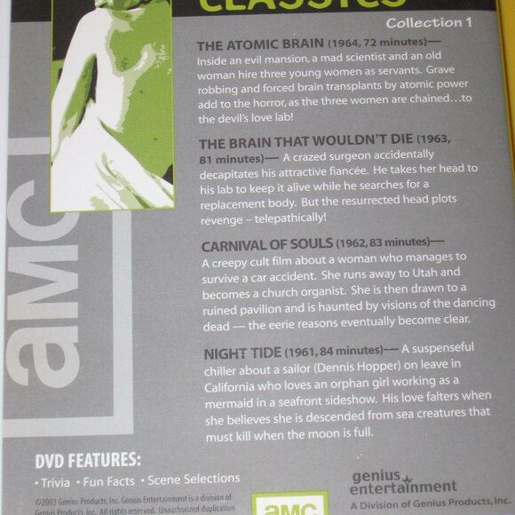 AMC Monsterfest Cult Classics 2 Disc Set The Atomic Brain Carnival of Souls More - Picture 3 of 3